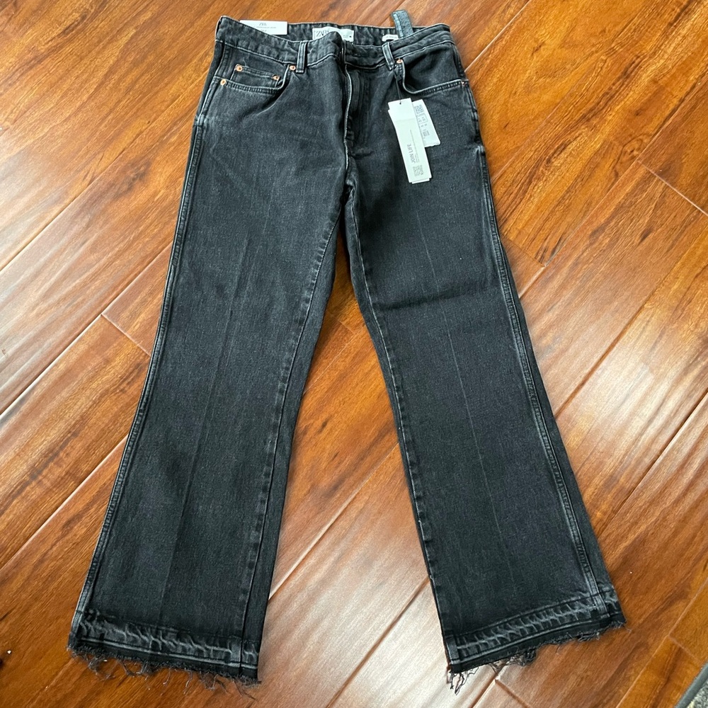 Zara Black Frayed Hem Women's Jeans